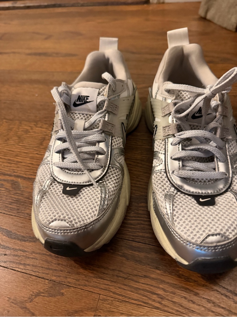 Nike V2K W6.5 Silver and White Athletic Sneakers